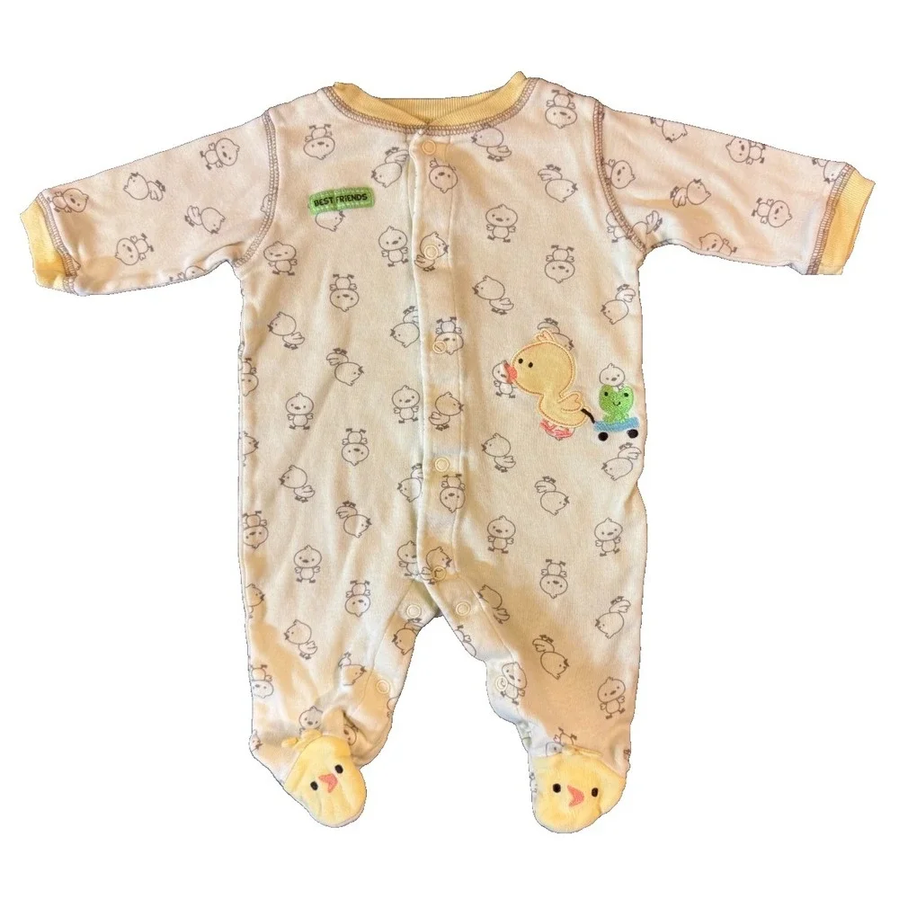 Vintage Child of Mine Carters Baby Sleeper 0/3 Month Chick Frog Duck Best Friend
